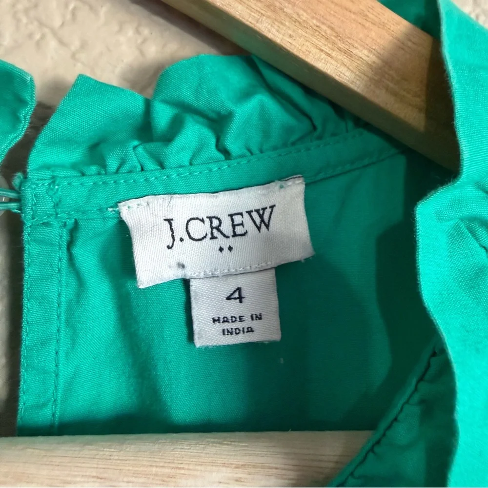 J.Crew Green Sleeveless Ruffles Tiered Poplin Midi A-Line Tank Dress Size 4
